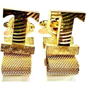 VINTAGE CLASSIC GOLDTONE WRAP AROUND INITIAL T CUFFLINKS